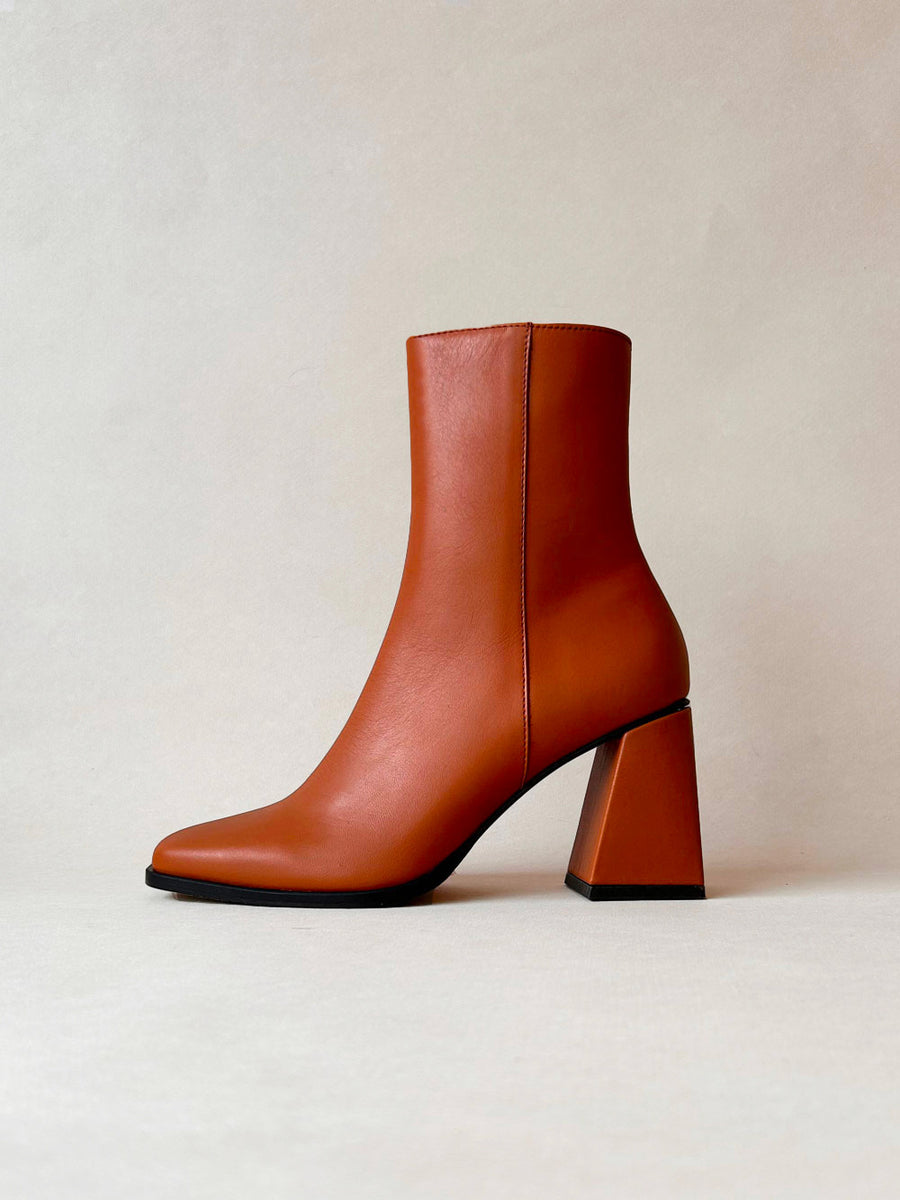 Bottines Cuir Bottines Bout Ouvert Talon CarrÃ© Bottines Cognac En